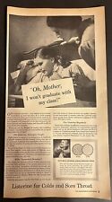 Vtg 1940 Listerine Ad, for Colds and Sore Throats use Listerine Regularly picture