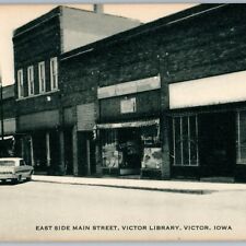 c1960s Victor, IA Main Street Roadside East Side Downtown St. Library Store A195 picture