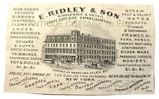 1870s antique E RIDLEY & SON nyc DRY GOODS STORE ad business trade card picture