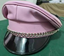 Biker Hat - Real pink Leather Biker Peaked Army Cap Hat - Biker Caps picture
