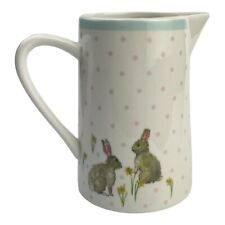 Milly Green British Creamer Pitcher Small Polka Dot Bunny Rabbit Cream Pink Blue picture