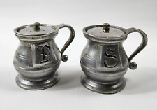 Wilton Armetale Pewter Plough Tavern Salt and Pepper Shakers Red Wing Pottery picture