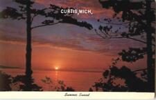 1953 Curtis,MI Summer Sunset Mackinac County Michigan Chrome Postcard 12C stamp picture