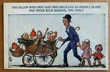 Postcard Distressed Father Pushing Baby Carriage - Marriage Humor picture