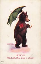Vintage Postcard Artist Signed B. Wall. Little Bear Goes to Church Ullman c 1907 picture