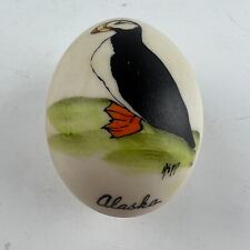 Alaska Hand-Painted Decorative Porcelain Egg with a Puffin Signed Hepp Souvenir picture