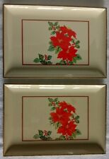 Otagiri Lacquerware Poinsettia Tray Japan Gibson Greeting Cards Vintage picture