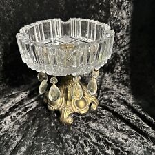 Vintage Cigar Ashtray Crystal And Brass picture