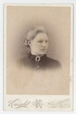 Antique c1880s Cabinet Card Girl With Horseshoe Brooch Knight New Britain, CT picture