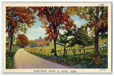 c1940s Greetings From Le Mars Cows Trees Scene Iowa IA Unposted Vintage Postcard picture