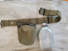 Genuine U.S. WWI Field Canteen 1918 + Pouch + WWII Army Canvass Web Field Belt  picture