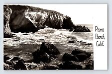 Postcard RPPC California Pismo Beach CA Ocean Waves Rocks 1940s Unposted EKC picture