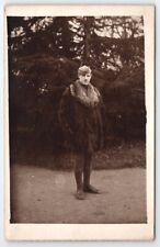 RPPC Handsome WW1 Soldier Fur Coat Garrison Hat Leg Puttees Photo Postcard A47 picture