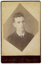 CIRCA 1880'S CABINET CARD Handsome Young Man Wearing Suit & Tie Bliss Elyria, OH picture