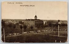 Medford Oklahoma~Birdseye Public School~Students Lined Up in Road~Homes~1912 picture