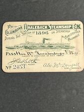 Rare 1896 Ticket Pass Whaleback Steamship  Christopher Columbus Rauschenberger picture