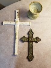 2 Vintage Wrought Iron Crosses & Wrought Iron 4