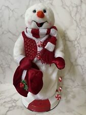 Gemmy Peppermint Twist Snowman Singing Dancing No Hat Tip See Video READ picture