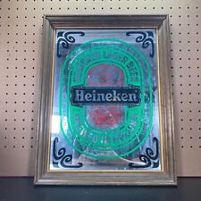 Heineken Beer Mirror Logo Bar Room Sign 18x14” Vintage Collectible Brew Merch picture