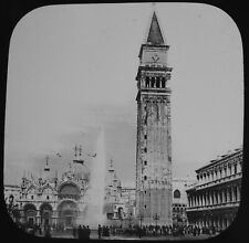 ST MARKS TOWER VENICE ITALY C1890 PHOTOGRAPH Magic Lantern Slide  picture