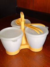 Vintage Tupperware Conditment Caddie Complete Set - Spoons, cups, lids, rack picture