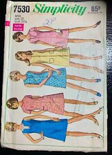 Vintage 60's Simplicity 7530 A-LINE DRESS  Pattern Women Sz 10 picture