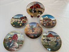 Danbury Mint Little Farmhands Plate Set (6) Donald Zolan Farm Rustic 23Kt Gold picture