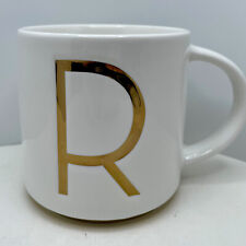 Williams Sonoma “R” Gold Monogram Art Deco Style Porcelain Mug MINT Condition picture