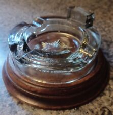 1960s Mid-Century Starburst Glass Cigar Ashtray With Wooden Base picture