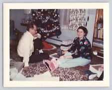 Vintage Polaroid Land Photo 1975 Christmas Man & Woman Presents Gifts Tree picture
