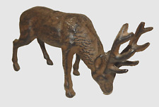 Vintage Old Cast Iron Large Grazing Bull Elk Moose Figurine picture