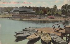 Waterbury, CT: Lakewood Park Boat Landing - Vintage Connecticut Postcard picture