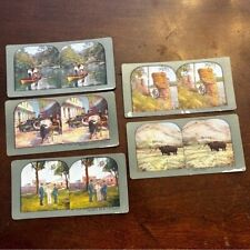 Set of 5 antique Early 1900's Stereo Viewer Cards, Cuba, Philippines, Canada picture