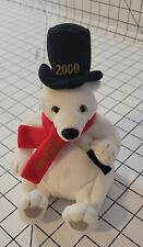1999 Coca Cola White Polar Bear With Top Hat 2000, Scarf, and Coke Plush  picture