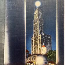 Postcard NY Woolworth Building at Night New York City Tichnor Brothers Linen picture