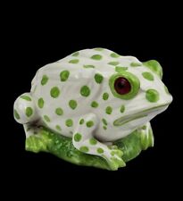 Unusual Vintage Spotted Green & White Enameled Frog - Made in Italy picture