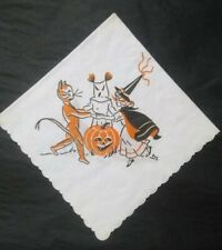 Vintage Halloween Dinner Napkin Cat Jack-o-Lantern Unused  picture