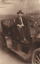 CARLYLE, IL, NAMED MAN IN PROP CAR original real photo postcard rppc ILLINOIS picture