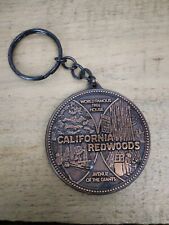 Vintage California Redwoods Medallion Souvenir Mirror Metal Vacation Keychain  picture