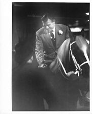 1955 Globe Press Photo 67th National Horse Show Man Riding Horse Shaking Hands picture