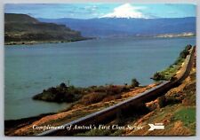 Amtrak Train along Columbia River Gorge Oregon Vintage Postcard c1988 picture