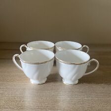 4-Wedgwood Bone China Made In England Crown Gold Pattern Teacups picture