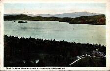 Fourth Lake From Becker's Lookout Adirondacks NY White Border Posted Postcard 9L picture