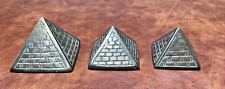 Vintage Egyptian Pyramids Small Cast Brass Metal Nesting Paperweights Set of 3 picture