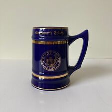 Vtg Merrimack College Beer Stein WC Bunting Pottery Blue Gold School Academia picture
