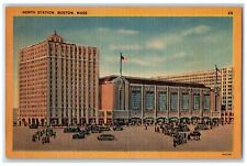 c1940 North Station Causeway Street Train Classic Boston Massachusetts Postcard picture