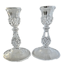 Pair Vintage Cristal d'Argues 24% Lead Crystal Cut Glass Candle Holders picture