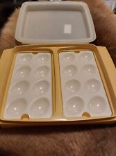 Vintage Tupperware 723-1 Deviled EGG Holder Carrier Yellow w/ Sheer Lid 70's picture