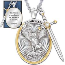 Catholic Patron the Archangel St. Michael Pendant Necklace Sword Lord Prayer New picture