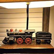Vintage Train Model Railroad Lamp Antique Table Desk Light Cast Iron Engine picture